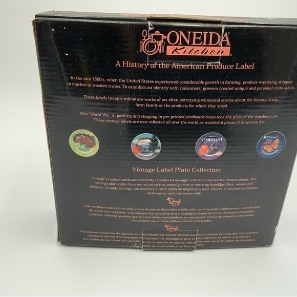 New in Box Set Of 4 ONEIDA VINTAGE LABEL PLATE COLLECTION Series I 8" Plates - Picture 2 of 4